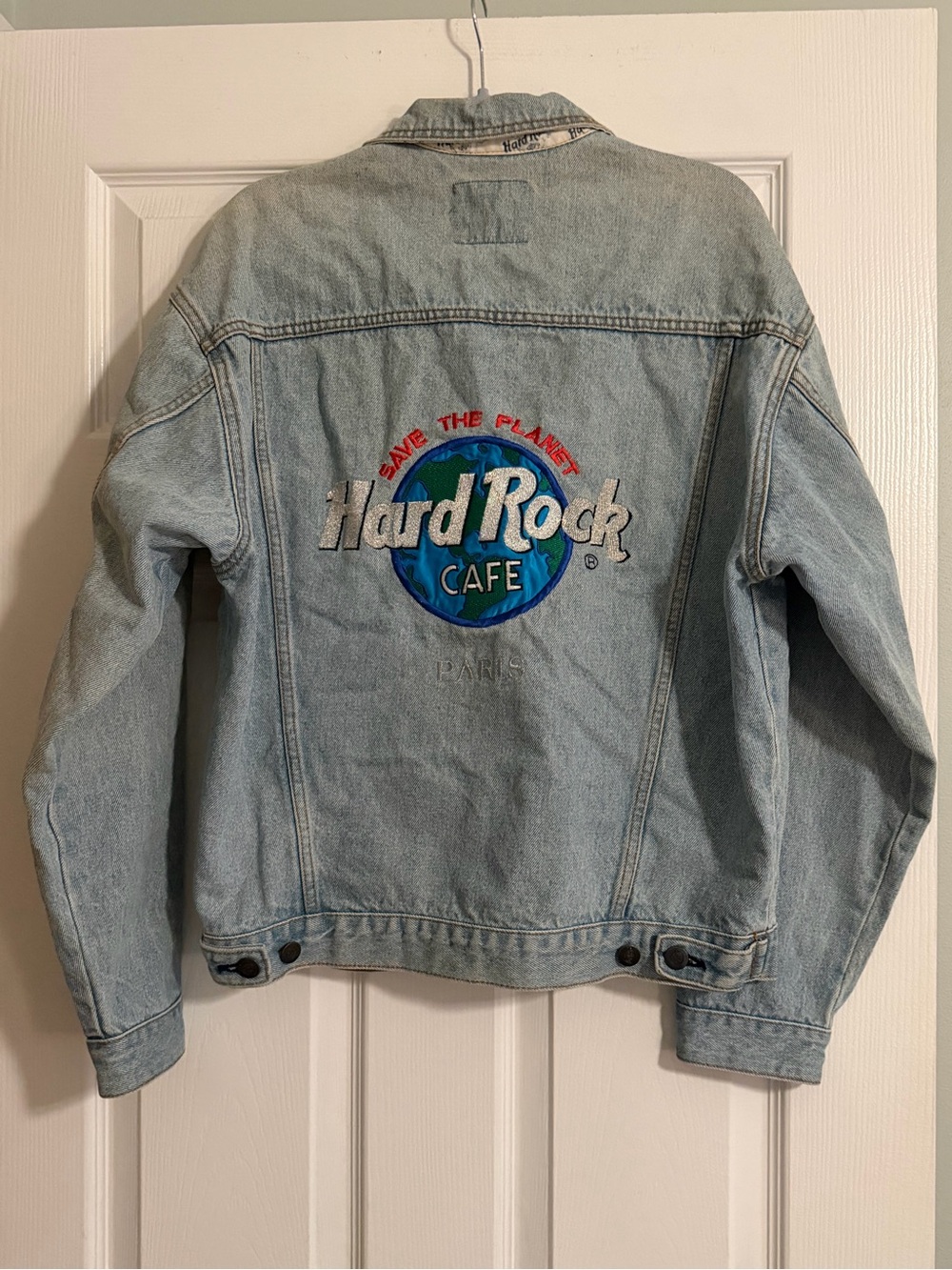 Vintage Hard Rock Cafe Paris Light Blue Denim “Save the Planet”